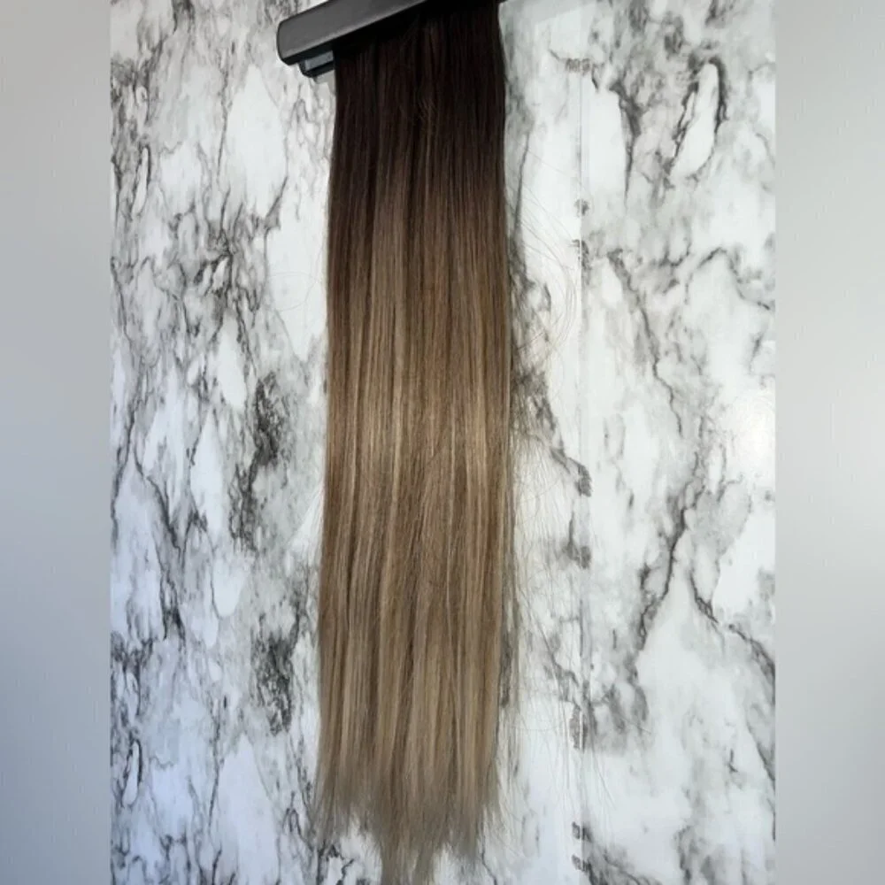 24 Inch Balayage Style Clip in Hair Extensions Brown to Light Blonde